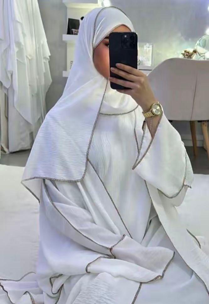 Silk Ivory White Abaya