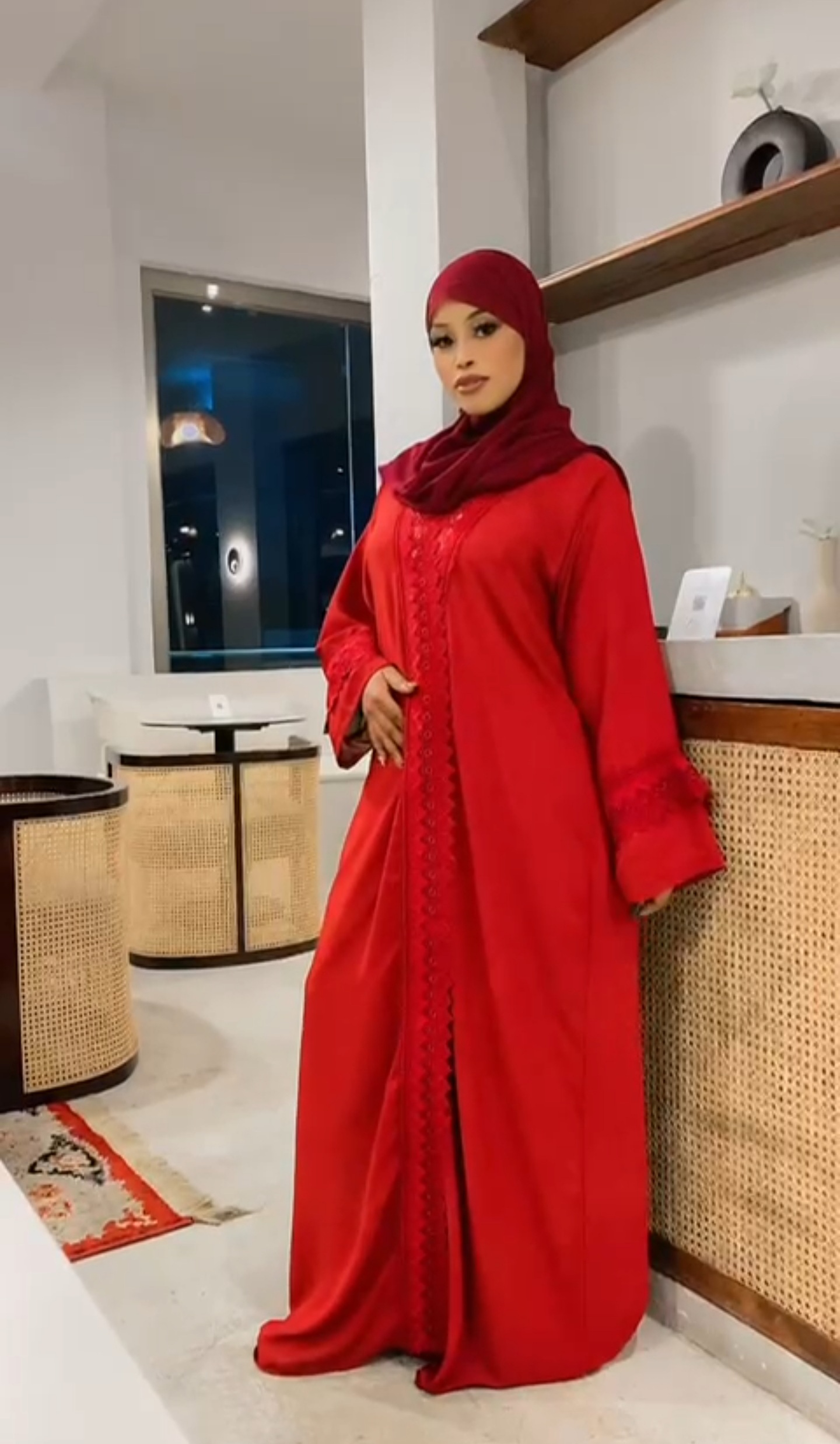 Crimson Red Abaya